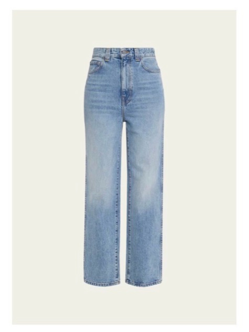 KHAITE High-Rise Straight Leg Jeans in Light Blue Wash